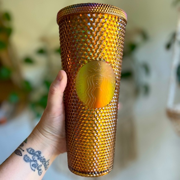 Starbucks 2021 50th Anniversary Gold Copper Iridescent Studded Tumbler 24o Venti - Picture 1 of 7